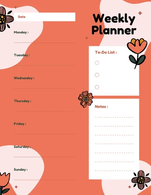 Free  Template: Pink Pastel Illustration Weekly Planner Template