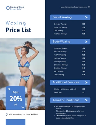 premium  Template: Waxing Price List Template