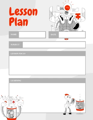 Free  Template: Grey Red Lesson Plan Template