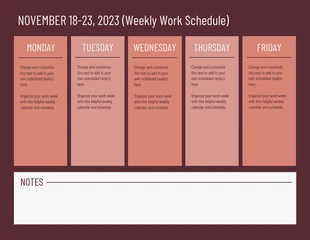 premium  Template: Weekly Work Calendar Schedule