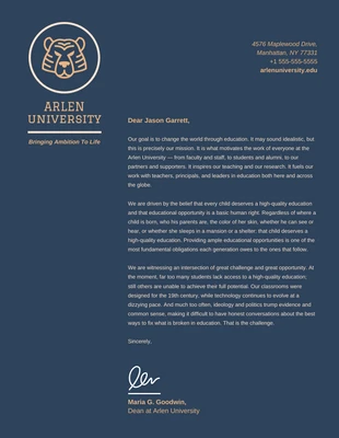 business  Template: Dark University Letterhead