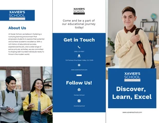 Free  Template: Blue School Tri-fold Brochure Template