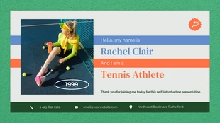 Free  Template: Tennis Athlete About Me Presentation Template