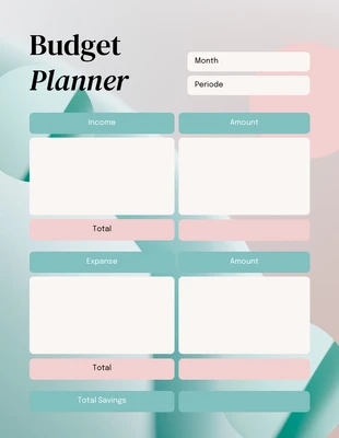 Free  Template: Pastel Turquoise Peach Budget Planner Template