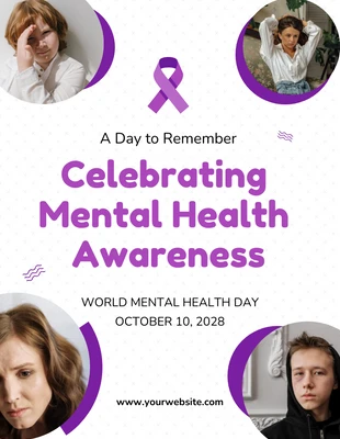 Free  Template: Purple World Mental Heath Day Campaign Poster