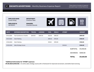 business  Template: Printable Expense Report Template