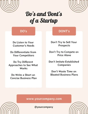 Free  Template: Orange Rustic Startup T-Chart Diagram Template