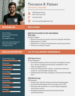 premium  Template: Editorial Designer CV Student Resume Template