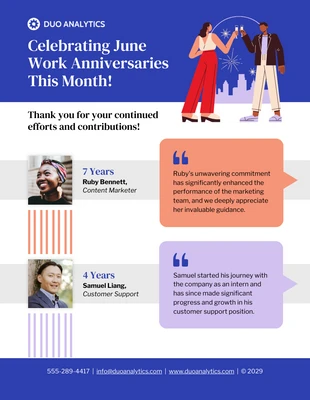 Free  Template: Monthly Work Anniversary Email Newsletter Template