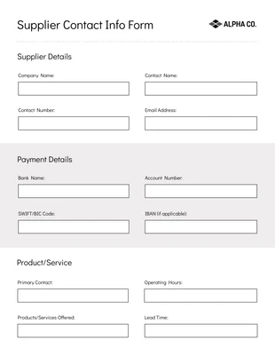 Free interactive Template: Grey Employee Emergency Contact Form Template