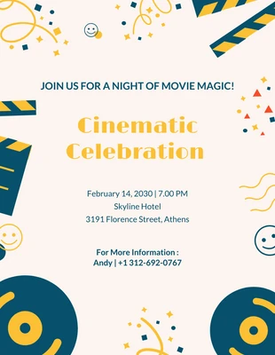 Free  Template: Cheerful Emoji Movie Invitation Card