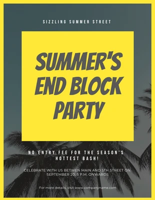 Free  Template: Yellow Minimalist Photo Summer Block Party Poster