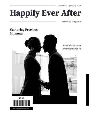 Free  Template: Simple Dark Black Wedding Magazine