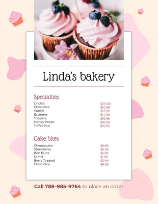 premium  Template: Beige and Pink Bakery Menu