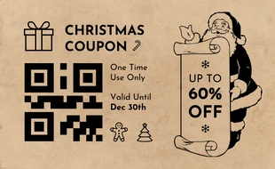 Free  Template: Light Brown Classic Retro Christmas Coupons