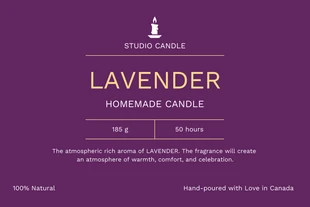 Free  Template: Dark Purple And Yellow Minimalist Candle Label