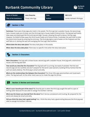 Free  Template: Book Report Outline Template