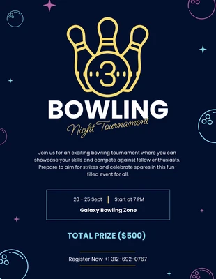 Free  Template: Bowling Night Tournament Flyer Template