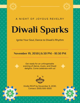 business  Template: Green And Yellow Modern Diwali Poster