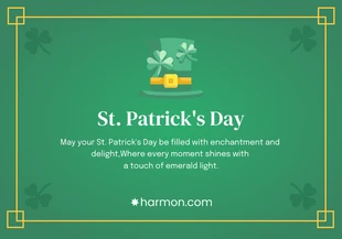 Free  Template: Elegant Gold and Green St. Patrick's Day Card