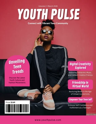 premium  Template: Catchy Pink and White Teen Magazine Cover