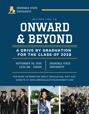 Free  Template: Blue And Yellow Modern College Graduation Poster