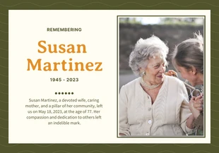 premium  Template: Dark Green And Light Grey Classic Obituary Cards