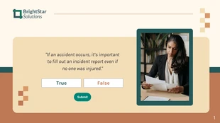 Free interactive Template: Workplace Health and Safety Quiz Presentation