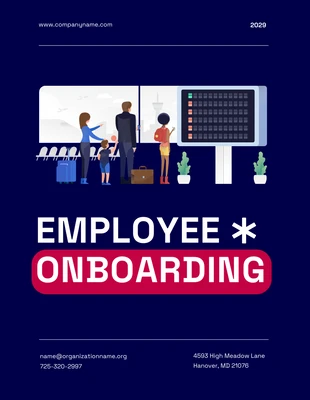 Free  Template: Dark Blue Red Onboarding Plan Template