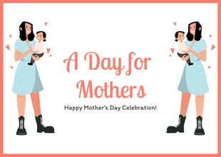 Free  Template: Pink And White Simple Illustration Happy Mother's Day Celebration Postcard