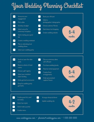 Free interactive Template: Pale Heart Simple Wedding Planning Checklist Template