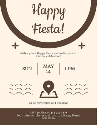 Free  Template: Beige And Brown Minimalist Modern Happy Fiesta Invitation