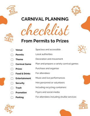 Free interactive Template: Carnival Planning Checklist Template