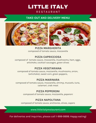 Free  Template: Red And Green Modern Ribbon Italian Food Menu