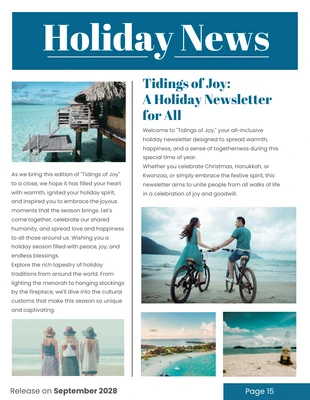 Free  Template: Dark Blue White Holiday Newsletter Template