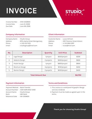 business  Template: Trapezoid Graphic Design Invoice Template