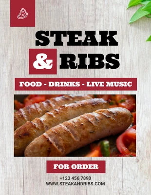 Free  Template: Steak and Ribs Flyer Template