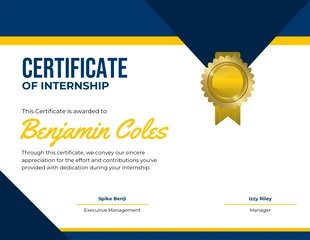 business  Template: Navy Gold Certificate for internship Template