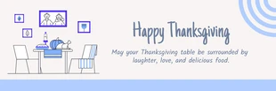 Free  Template: Beige And Baby Blue Simple Illustration Happy Thanksgiving Banner