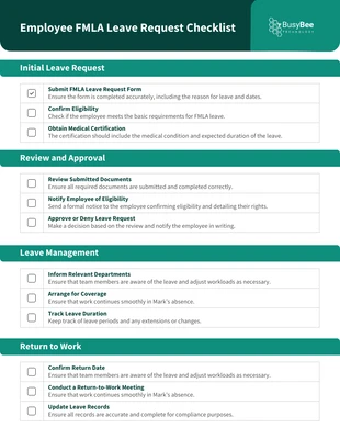 Free interactive Template: Employee FMLA Leave Request Checklist