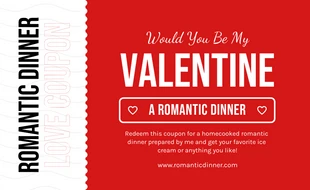 business  Template: White And Red Modern Dinner Love Coupon