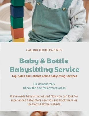 Free  Template: Aesthetic Babysitting Service Flyer Template