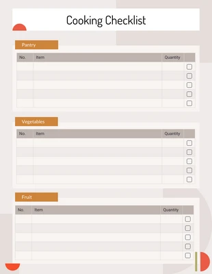 Free interactive Template: Nude Simple Abstract Cooking Checklist Template