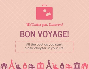 Free  Template: Bon Voyage Farewell Card