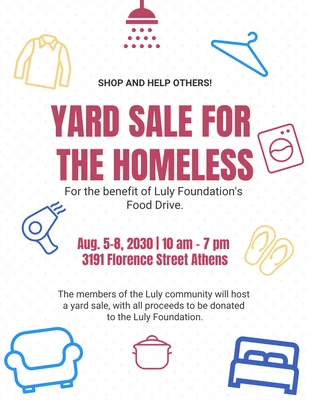 Free  Template: Yard Sale For Homeless Flyer Template