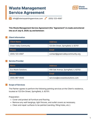 business  Template: Waste Management Contract Template