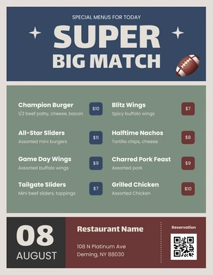 Free  Template: Retro Aesthetic Shape Football Menus