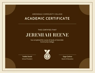 premium  Template: Beige Brown College Academic Certificate Template