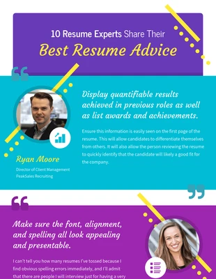 Free  Template: Expert Resume Advice List Infographic Template