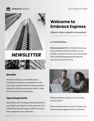 Free  Template: New User Account Welcome Newsletter Template